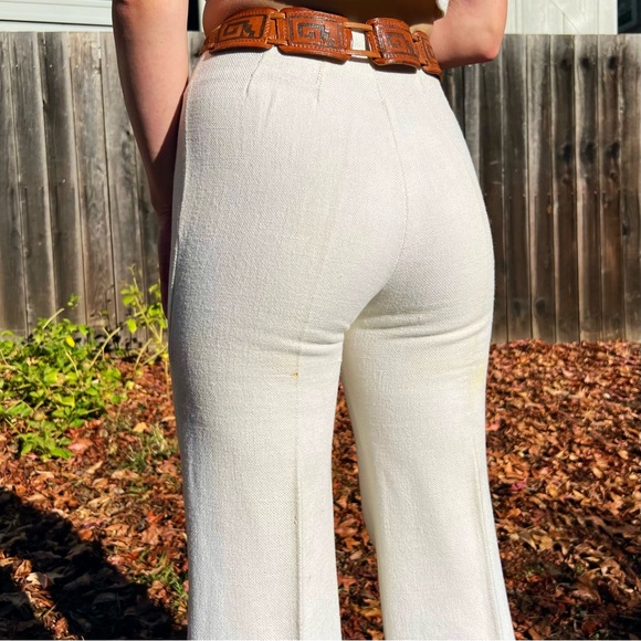 1960's Cotton/Linen Embroidered Vest Flares Ensemble - Picture 9 of 10